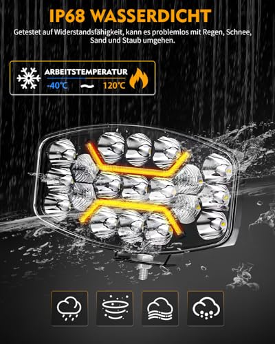 CO LIGHT 2PC 10 Zoll LED Fernscheinwerfer 12/24v,150W 180° Justierbar Arbeitsscheinwerfer IP69 Wasserdicht ECE weiß Amber Zusatzscheinwerfer Auto für LKW, Traktor,4x4, ATV, Boot