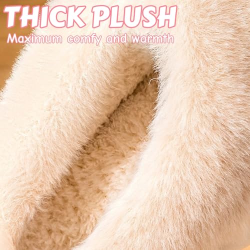 Cute Fuzzy Slippers for Women, Womens Fluffy Plush Warm Memory Foam House Slippers3
