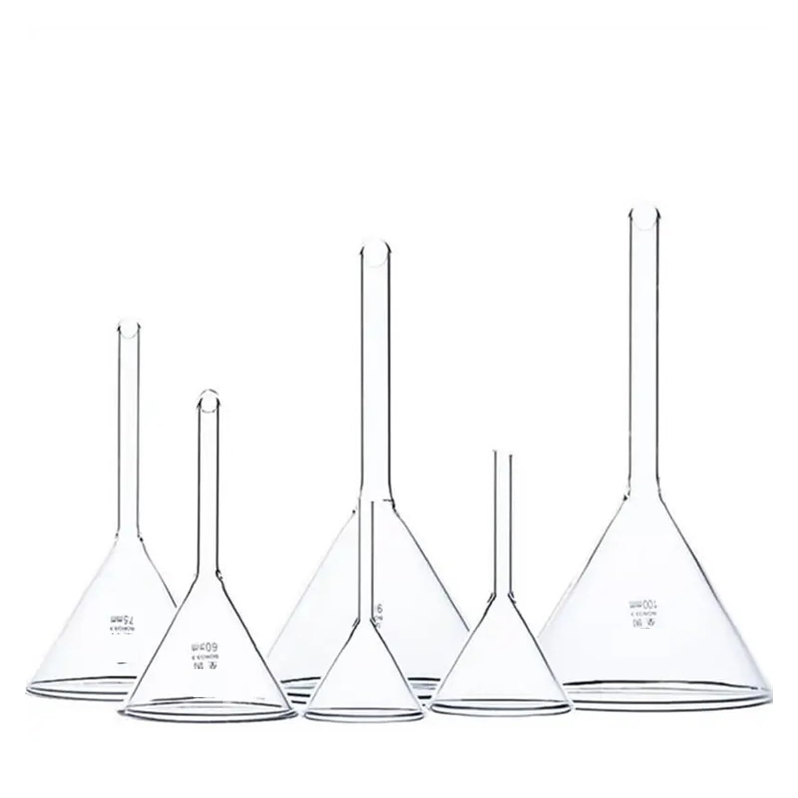 Equipo de laboratorio de borosilicato grueso con embudo de vidrio triangular de laboratorio de 40 mm a 150 mm(100mm 2pcs)