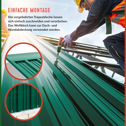 Wellblechplatten Gardebruk DEUBA Trapezblech 129 x 46 cm im 12er Set