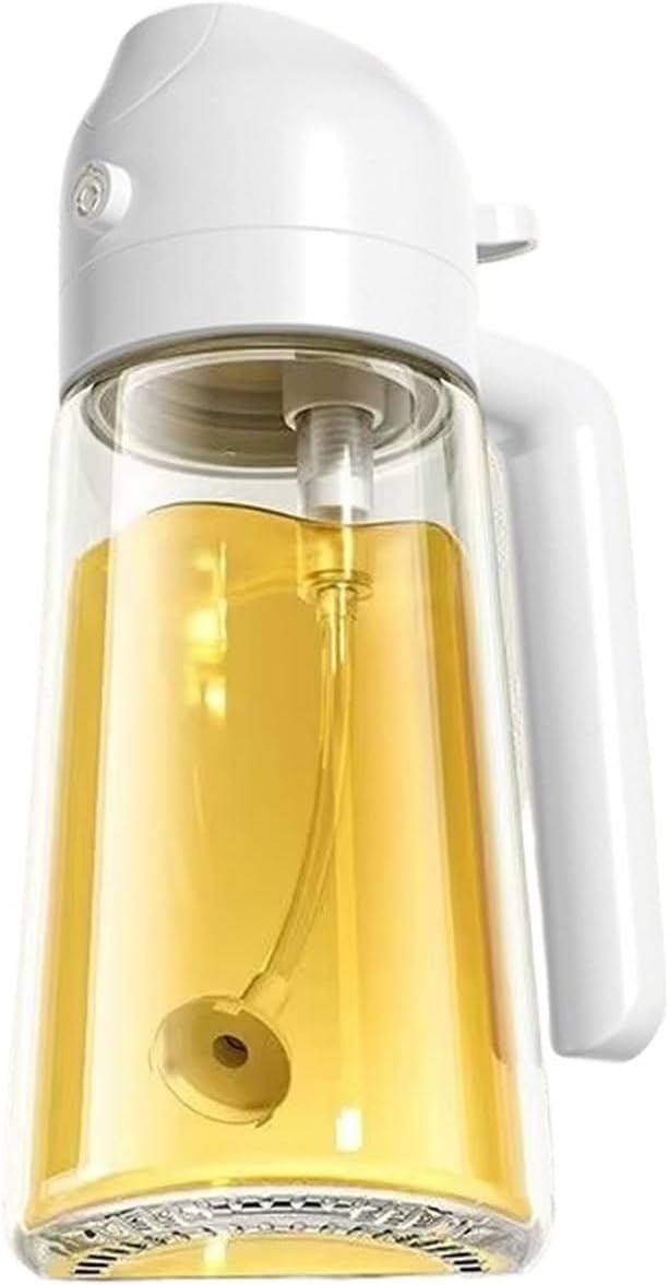 2-in-1 Glass Spray Oil Dispenser - 470ml Reusable Kitchen Oil Bottle for Cooking, Baking, and Roasting(Yellow 470ml)