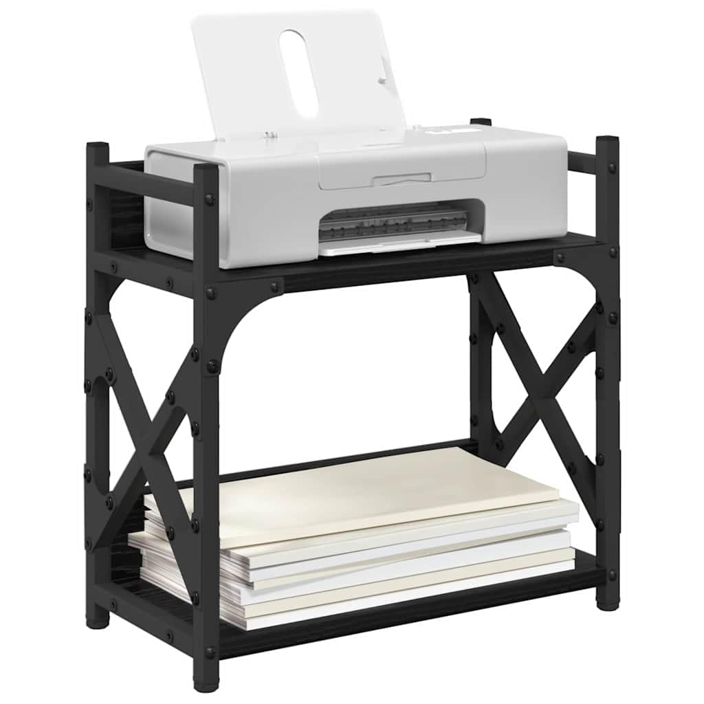 vidaXL Support d'imprimante Chêne Noir 40 x 20 x 40 cm, Support d'imprimante, Design Industriel, Shape rectangulaire, Rangement spacieux, Meuble Compact pour Bureau