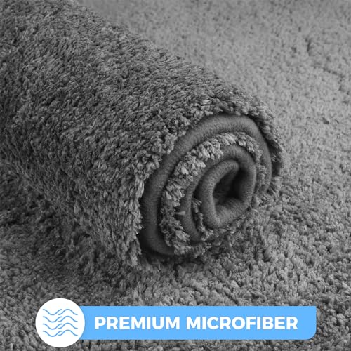 Sentidos Badematte Badteppich rutschfeste,weicher Badezimmerteppich Wasserabsorbierend maschinenwaschbar Badvorleger für Dusche, Badewanne, Toilette 60 x 100 cm Grau – Bild 5