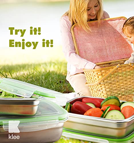 Klee Set Of 3 Food Storage Containers With Airtight Lids (12Oz,19Oz, 28Oz) - Premium 304 Stainless Steel Containers, Bento Boxes, Lunch Boxes, Meal Prep Containers For Kitchen, School, Office, Travel #TOP7