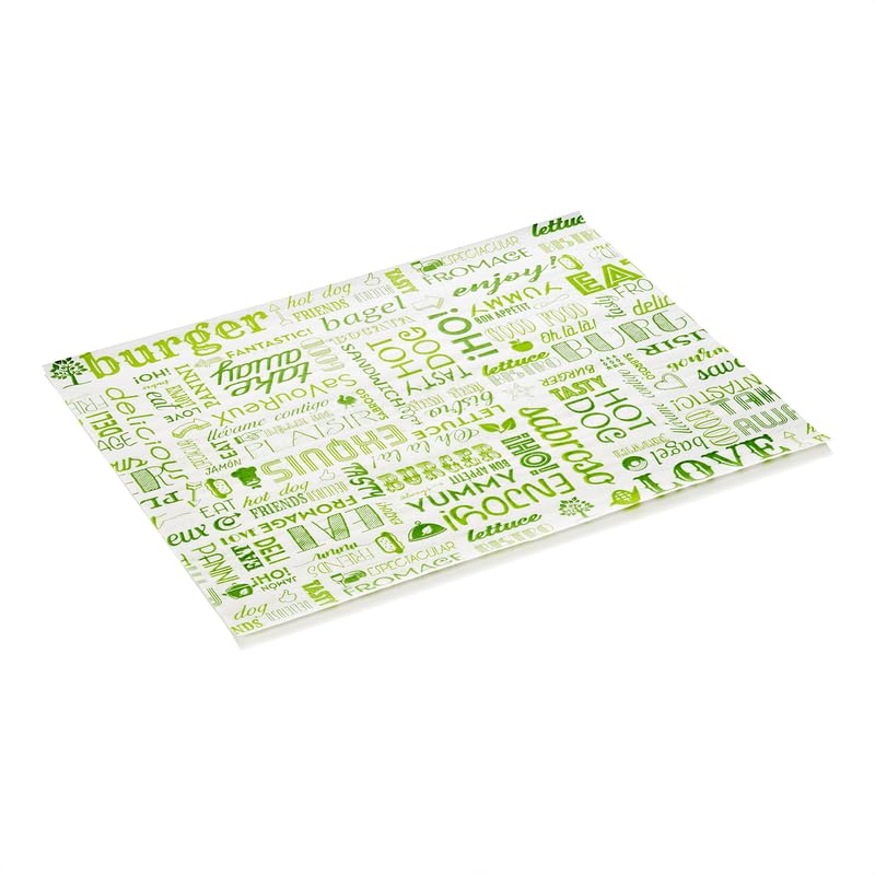 Set di 3000 fogli di carta per hamburger Veggie WRAP & GO, 28 x 34 cm, 3 set da 1000 pezzi, carta grassa