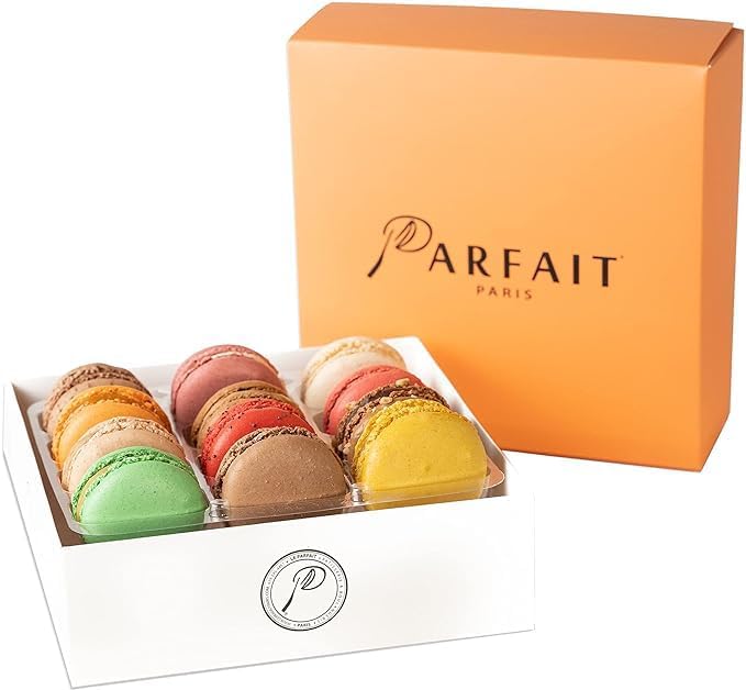 Parfait Paris: Variety of French Macarons - Gourmet Desserts Snack Box for Baby Shower, Birthdays, Mother’s Day, Anniversary - Gift Box of 12 - Assorted Macaroons - Baked and Delivered Fresh…
