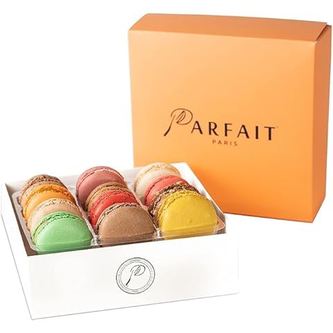 Parfait Paris: Variety of French Macarons - Gourmet Desserts Snack Box for Baby Shower, Birthdays, Mother’s Day, Anniversary - Gift Box of 12 - Assorted Macaroons - Baked and Delivered Fresh… Cover