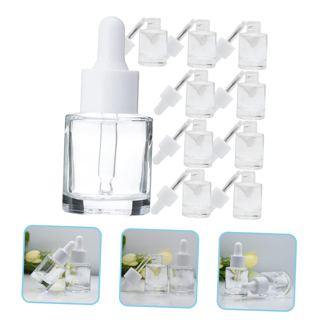 20pezzi Flaconi Contagocce Piccoli in Vetro per Oli Essenziali Flaconi Contagocce da Viaggio Tenuta Stagna per Profumi Liquidi e Miscele di Aromaterapia