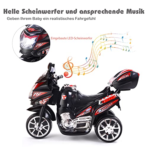 COSTWAY 6V Kinder Elektromotorrad mit Buntem Scheinwerfer, Musik, Vorwärts- und Rückwärtsfunktion, 3 km/h, inkl… – Bild 5