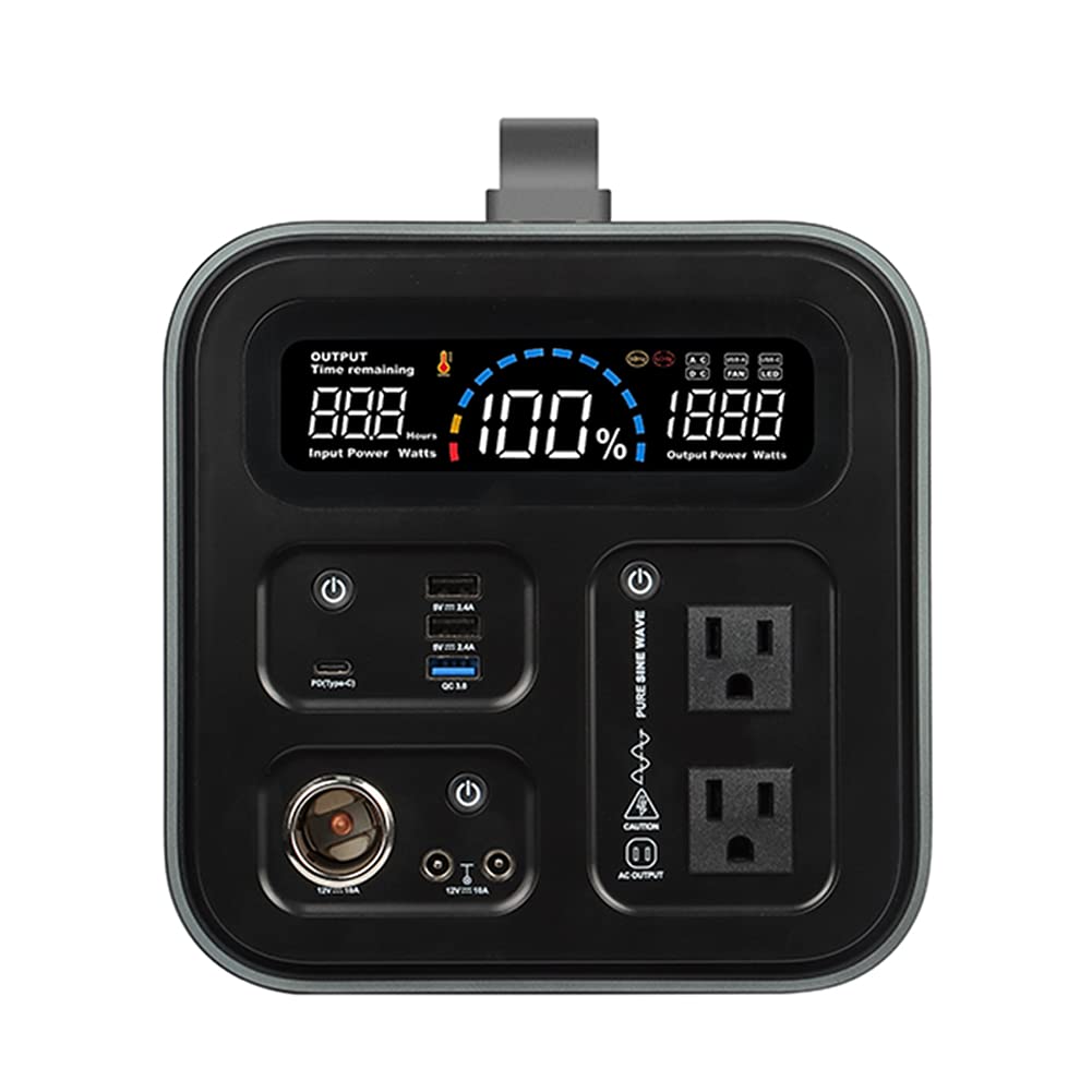 Generatore Esterno Centrale Elettrica Portatile 1100Wh Generatore Solare Onda Sinusoidale Pura Alimentatore di Emergenza con CA/CC/USB e PD per Viaggi in Campeggio all'Aperto