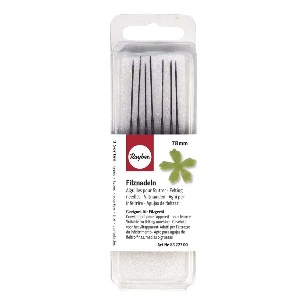 Rayher Felting Needle, 78 mm, for Art. 53 227 00, Set with 7pcs, Multi-Colour