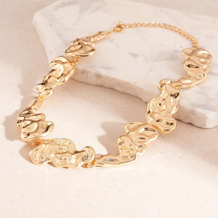 Sora Tuki Gold-Plated Chunky Necklaces for Women Trendy Big Thick Statement Necklace for Women Irrgular Cuban Paperclip Link Chain Choker Necklace Fashion Chunky Jewelry - Image 5