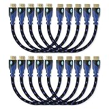 AURUM CABLES 0.5ft HDMI Cable 4K@60Hz Ultra HD, High Speed with Ethernet HDMI Cable Braided Nylon &