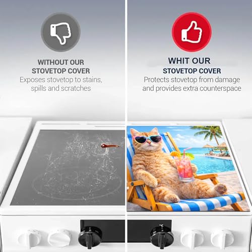 Image of HOMETITUTE Summer Stove Top Cover 28x20 Beach Cat Lounger Heat Resistant