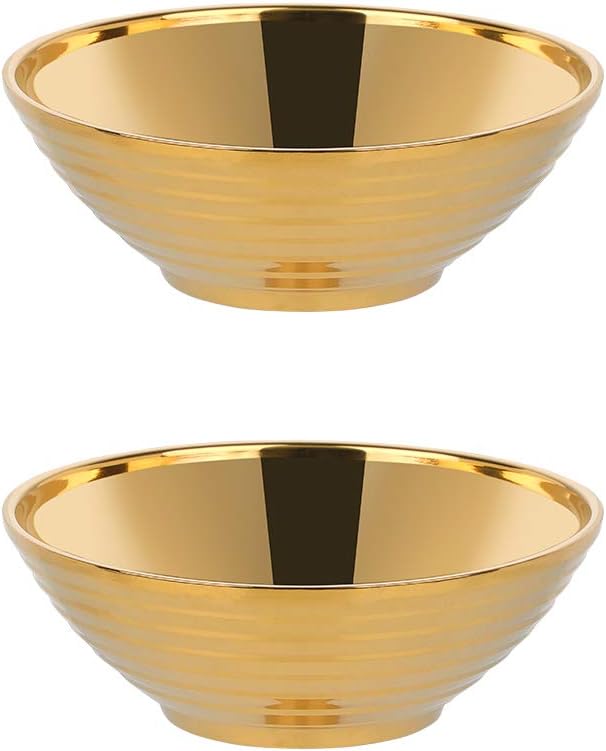 Buyer Star Gold Ramen Noodle Soup Bowl,2 PCS Double Layer 18/8 Stainless Steel Bowl(7.09 inch)