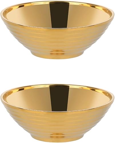 Buyer Star Tazón de sopa de fideos ramen dorado, 2 cuencos de acero inoxidable 18/8 de doble capa (7.09 pulgadas)