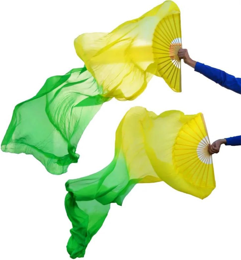 Women 100% Real Silk Veils 1 Pair Handmade Silk Belly Dance Fan Dance Dance Props Fans