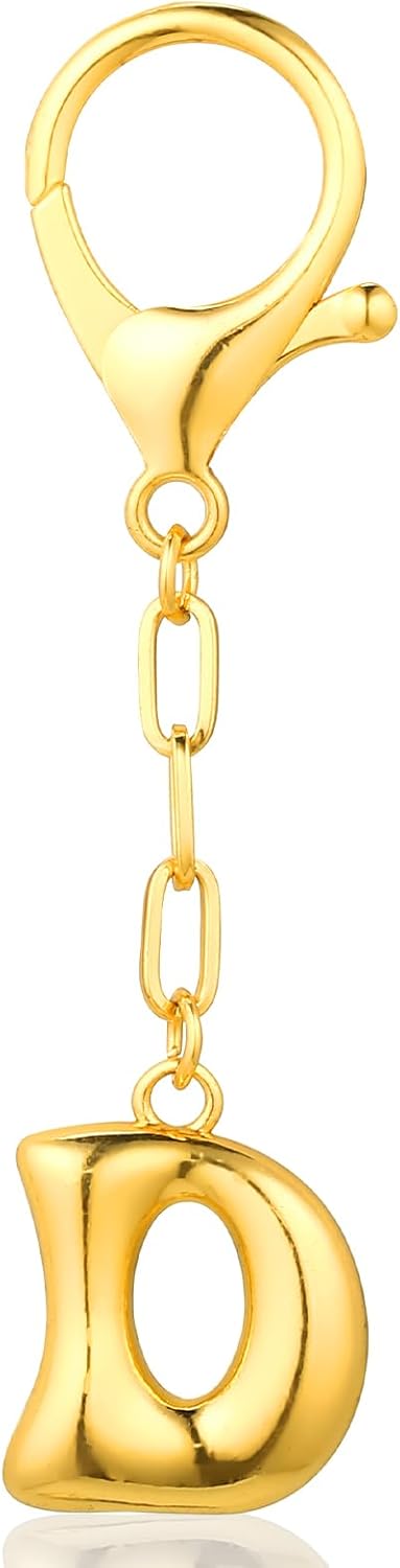 VICKHU Gold Plated Bubble Initial Letter Cute Keychain for Women Car Key Purse Decorative Keyring Handbag Charms Fashion