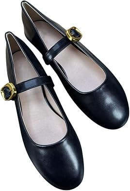 TN TANGNEST Womens Ballet Flats Retro Mary Jane Shoes for Women Cute Square Toe Buckle Dress Flat Shoes Soft Work Flats