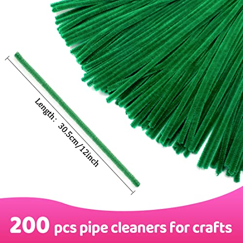 Image of Praisebank Craft Pipe Cleaners (200pcs Christmas Green), 12 Inch Long