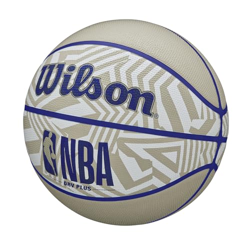 Image of WILSON NBA DRV Plus Dazzle Camo Outdoor Basketball - Beige /Blue, Size 7-29.5 inch