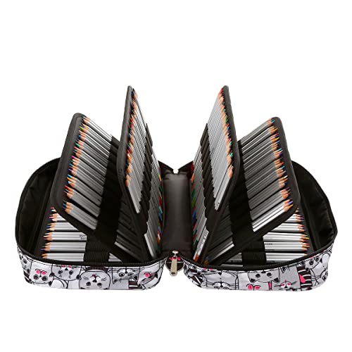 Image of Colored Pencil Case 100 Slots hold 300 pcs Pencils or 200 gel pens. Organizer Large Capacity with Handy Wrap Portable Multilayer Holder for Watercolor Pencils & Gel Pen Markers