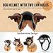 HAICHEN TEC Cool Helmet Goggles for Dogs Cats UV Protection Doggy Pet Motorcycle Helmet Hat with Ear Holes Adjustable Belt Safety Hat for Puppy Riding (S,Black)