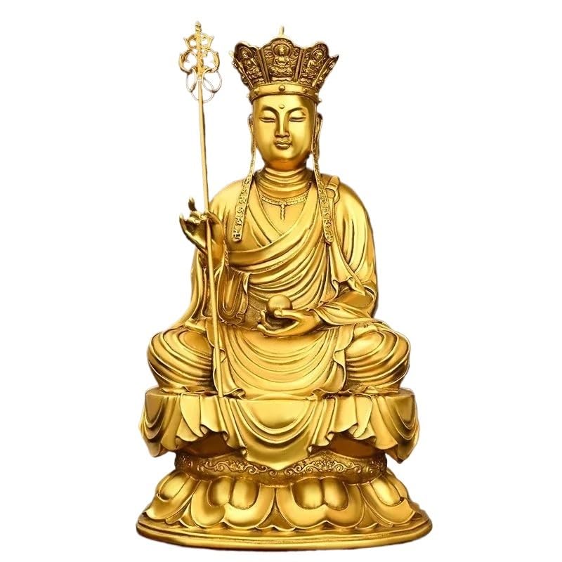 Bouddha en cuivre pur contre le stress : déco zen de 25 cm pour bureau