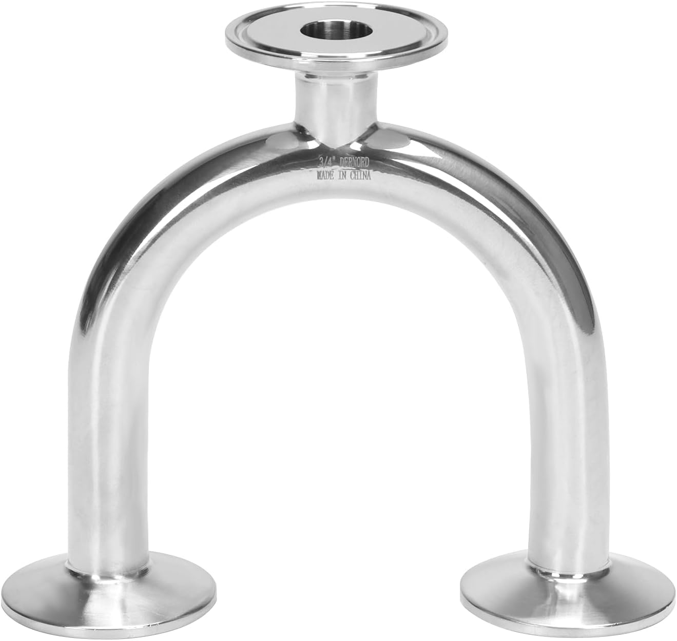 DERNORD 3 Way U Sanitary Ferrule Pipe Fittings Tri-Clamp Type Stainless Steel 304 (Pipe OD: 3/4 INCH)