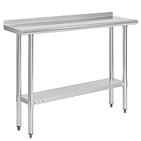 Vista 68 de Hally - Mesa de trabajo y preparación de acero inoxidable, mesa comercial de gran resistencia con estante inferior y salpicadero para restaurante