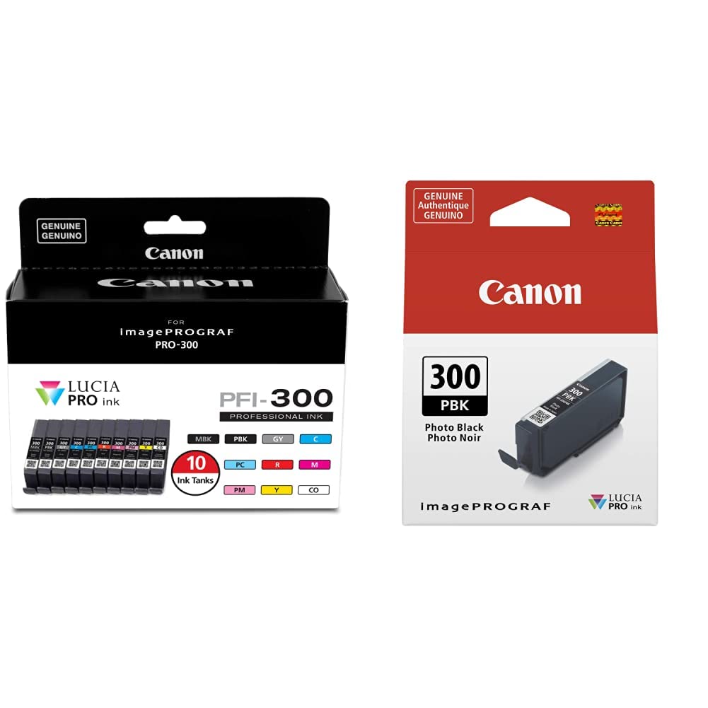Canon PFI-300 Lucia PRO Ink Tank Set for imagePROGRAF PRO-300 Printer (10 Color)