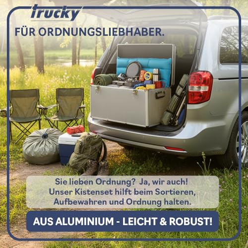 trucky Aluminium 3er Set Boxen Alukiste 3x Alu Box Koffer Kiste Transportbox Werkzeugkiste Werkzeugkoffer Silber
