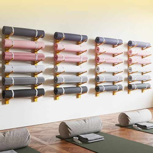 Support mural en bois tapis de yoga et rouleau de massage