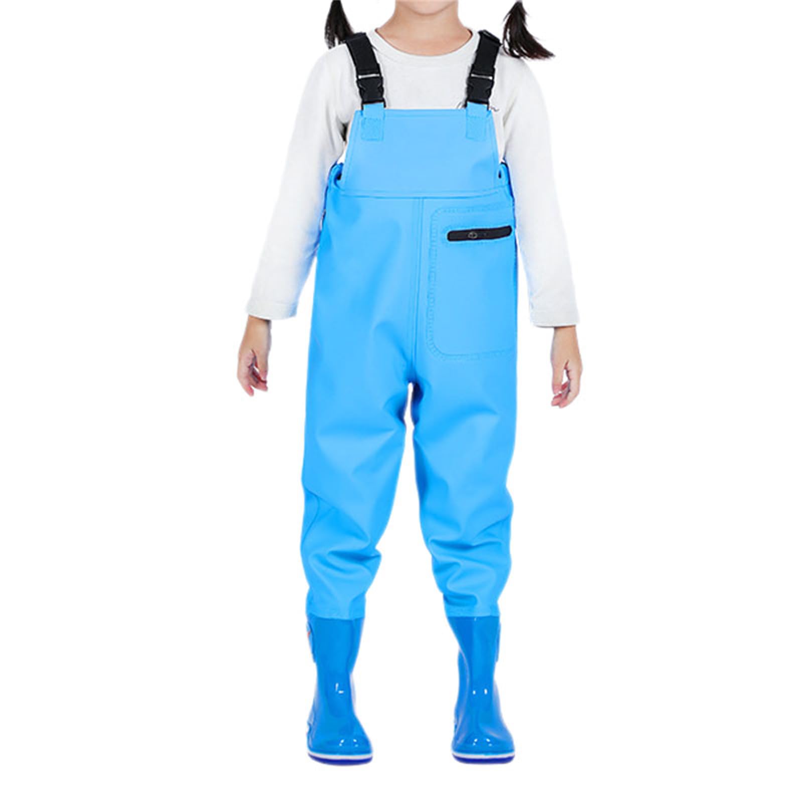 Vadeadores para Exterior Niños, Pantalones Pesca Cintura Alta con Correa Ajustable para El Hombro, Pantalones para Vadear Impermeables para Jóvenes, Zapatos Lluvia Goma Ligeros