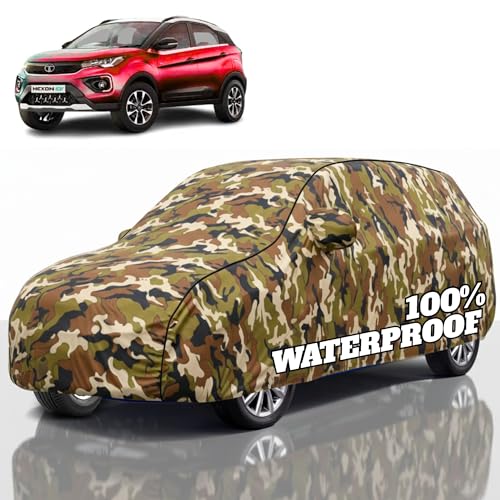 Image of Premium Polyester Car Cover Nexon All-Weather Protection from Rain, Dust & Sun | UV Resistant Fabric | Full Body Secure Fit for Outdoor & Indoor Parking Jungle