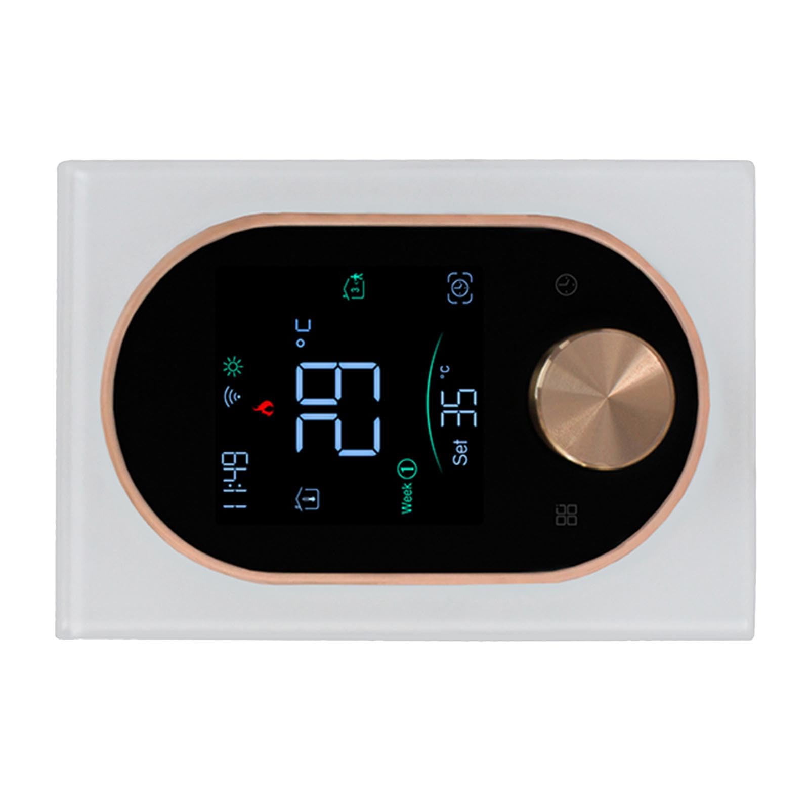 KIMISS Termostat WiFi do Ogrzewania Elektrycznego | Programowalny Regulator Temperatury ze Sterowaniem za pomocą Ekranu i Pokrętła do zastosowań Domowych (WHITE)