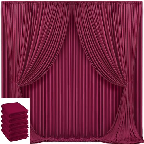 Image of 30x10ft Burgundy Backdrop Curtain for Wedding Parties Wrinkle Free Fabric Maroon Drapes Backdrop Decoration for Baby Shower Birthday Photography Decoration 6 Panels, 5ft x 10ft