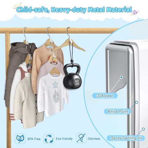 4Our Kiddies SSH-18P Baby Hangers Space Saving(18 Pcs), Heavy Duty Metal Kids Closet Clothes Organizer thumb #2