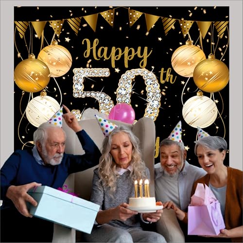 Image of 50th Birthday Backdrop 5x4 Ft | Backdrops for Decoration | Birthday Decoration Backdrop | Banner for Kids Theme Party