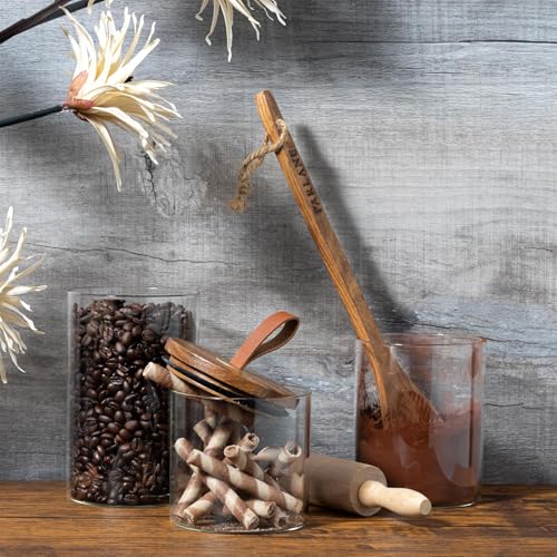 Argon Tableware Scandi Storage Jars with Leather Loop Lids - 750ml - 3 Pack - Modern Round Organisation Container Glass Jar for Kitchens, Pantry, Bathrooms, Utility Rooms - Cosy Home Interiors Argon Tableware Scandi Storage Jars with Leather Loop Lids - 750ml - 3 Pack - Modern Round Organisation Container Glass Jar for Kitchens, Pantry, Bathrooms, Utility Rooms - Image 3