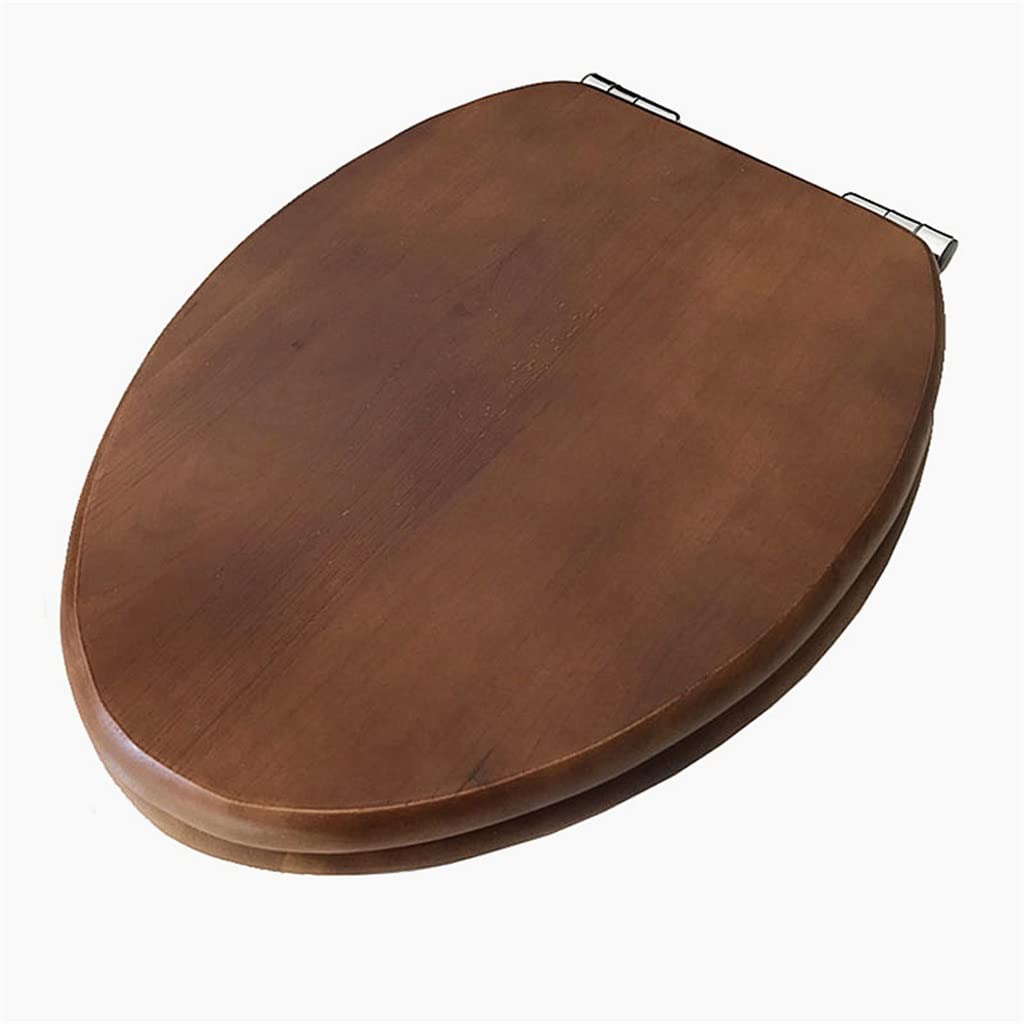 MOBYGKFY V-Type Slow-Close Toilet Seats Cover,Thickened Solid Wood Buffer Lid,Stainless Steel Hinged