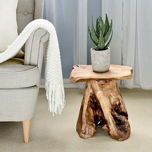 WELLAND Tree Stump Stool Live Edge, Natural Edge Side Table, Plant Stand, Nightstand, Mushroom Stool 14" Tall - Image 6