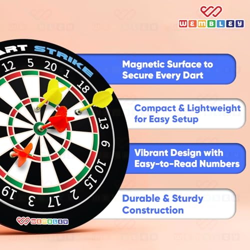 Image of Wembley Magnetic Dart Board Game for Kids | Indoor & Outdoor Safe Dart Game with Strong Magnetic Darts | Toys for 4+ Year Boys & Girls | Birthday Gift Toy for Kids