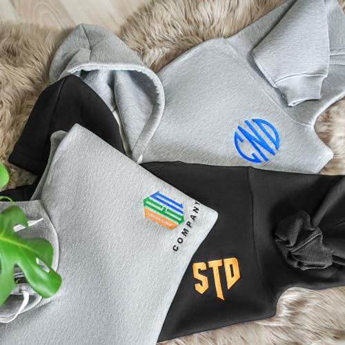 mia'spillow lab Custom Embroidered Logo & Text Sweatshirt, Embroidered Business Slogan Unisex Hoodie, Monogrammed Company Name Crewneck, Custom Business Name Uniform4