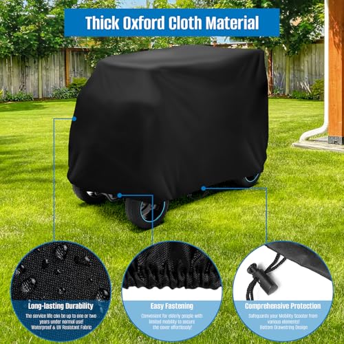 SIRUITON Opberghoes voor mobiele scooters, rolstoelhoes, waterdicht voor reizen, lichtgewicht elektrische stoelhoes, regenbeschermer tegen stof/vuil/sneeuw/regen/zonnestralen (140 x 66 x 91 cm) - Afbeelding 3