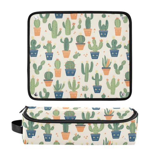 Bolsa de Viaje Gigantic Cacti Mint Cream para Herramientas de Cabello con Mat de Resistencia al Calor Removible para Planchas y Rizos miniatura 3