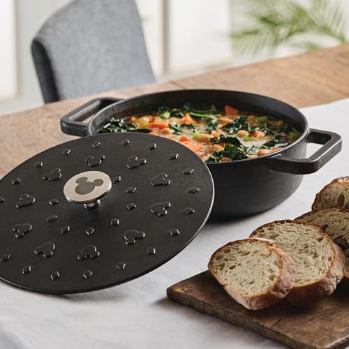 Farberware Disney Monochrome Pre Seasoned Cast Iron Shallow Casserole Pan with Lid, 3 Quart - Black - image 9