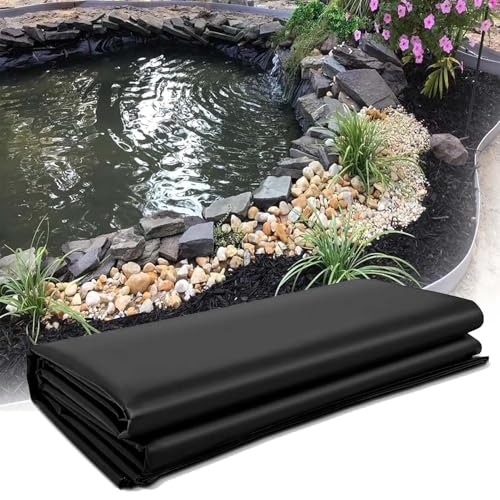 Revêtements pour bassin de jardin 4x5m 5x6m 6x9m 8x10m pour bassin en PEHD noir Sous-couche imperméable pliable pour bassins à koï d'arrière-cour Ruisseau Fontaines Cascade et lac artificiel(3x10m)