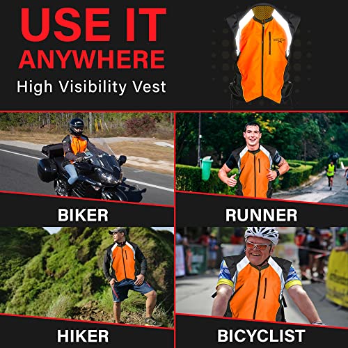 Badass Moto Orange Safety Vest With Pockets.motorcycle Reflective Vest For Motorcycle Jacket. Blaze Orange Hunting Vest. High Visibility Vest Running #TOP6