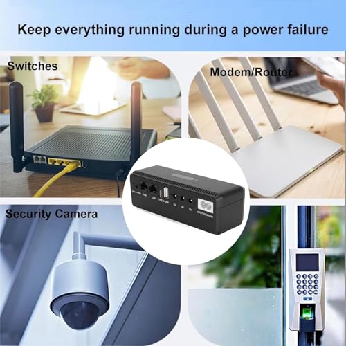 Fockety Batteria di Backup ups, Gruppo di continuità 10400 mAh con Porte Poe 15 V 24 V e Uscite USB 5 V 9 V 12 V, Mini ups Batteria di Backup per Router, Modem, Telecamera di Sicurezza